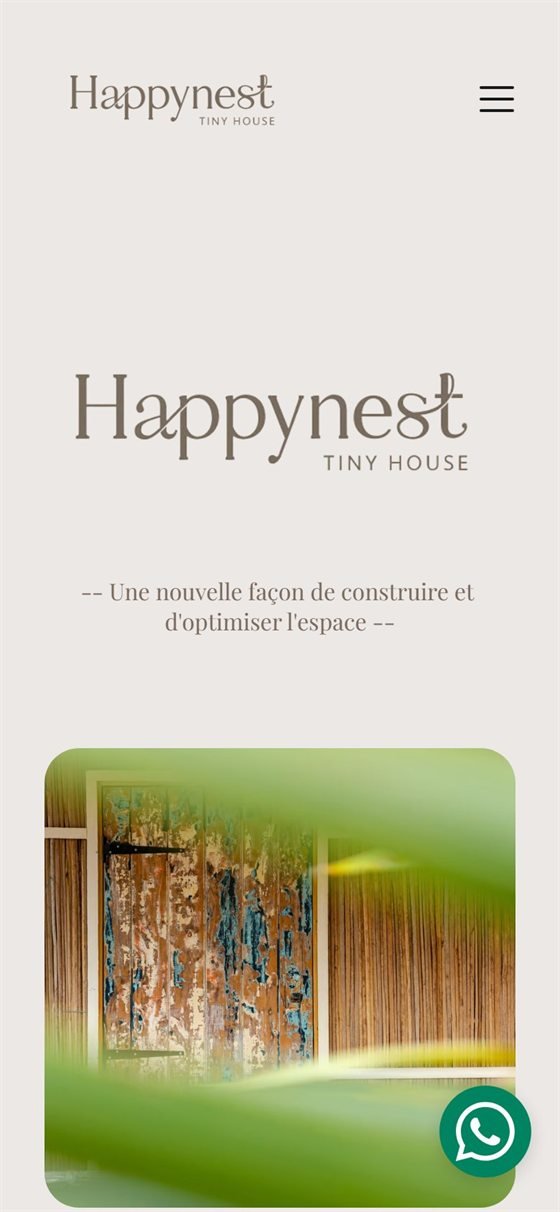 Le site Happynest Tiny House sur mobile