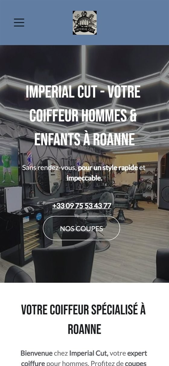 Le site Imperial Cut sur mobile